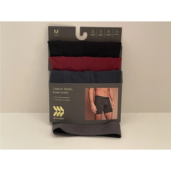 All In Motion Men’s Mesh Panel Boxer Briefs - 3 PACK - Picture 1 of 5
